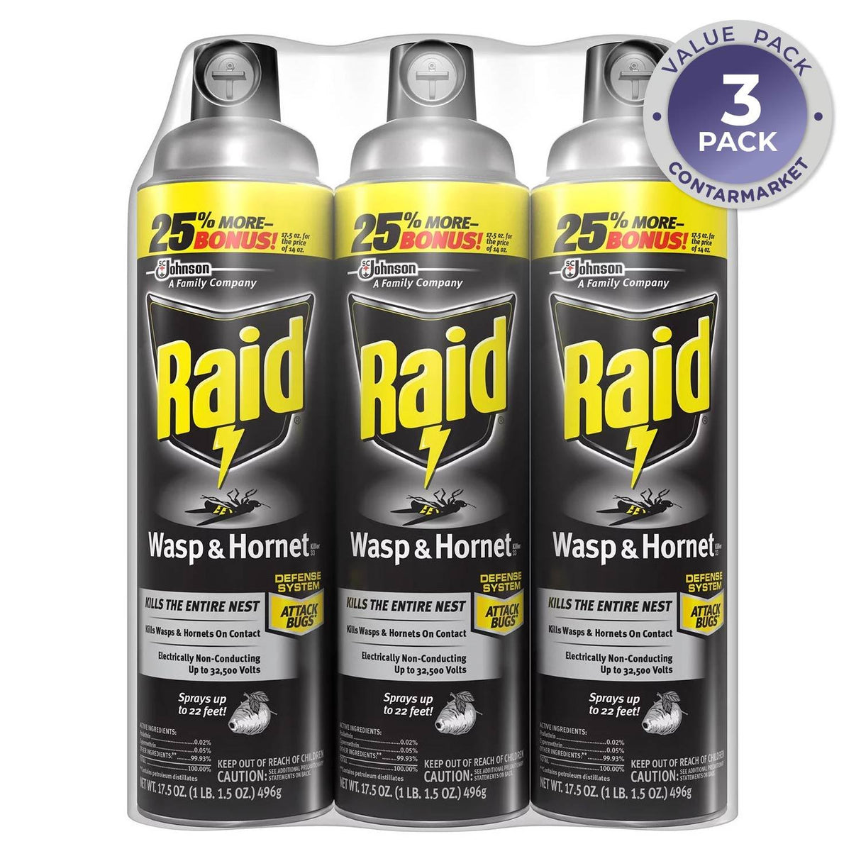 Raid Wasp & Hornet Killer - 3 Ct - 17.5 Oz