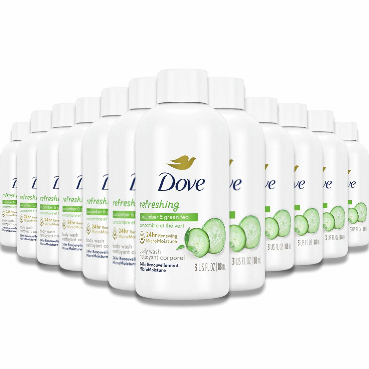 Dove - Go Fresh Cool Moisture Body Wash, Cucumber & Green Tea Scent - 3.0 Oz - 24 Pack