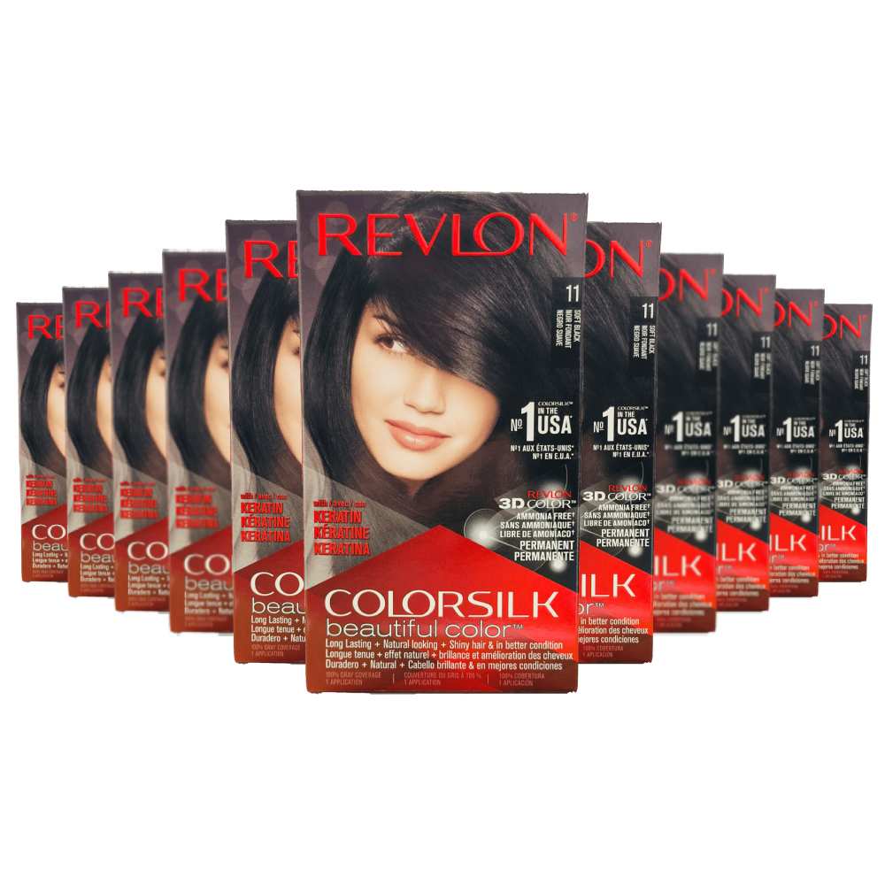 Revlon - ColorSilk Beautiful Color, #11 Soft Black - 12 Pack