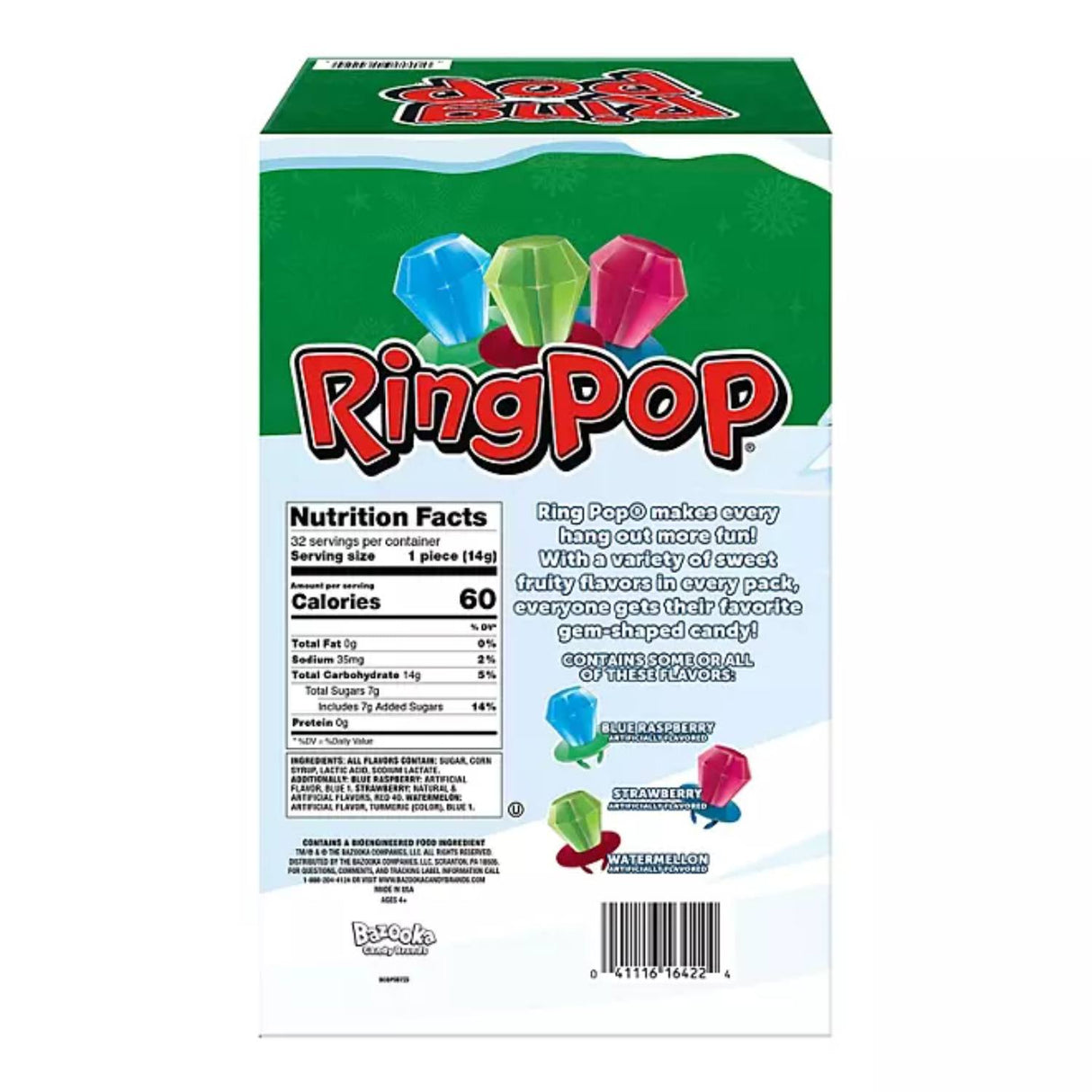 Ring Pop - Christmas Lollipop Variety Pack - 5 Oz - 32 Pack