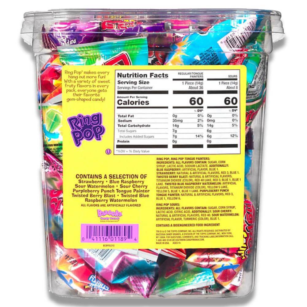 Ring Pop Lollipop Candy - Assorted Variety Pack, 0.5 Oz - 44 Ct Contarmarket