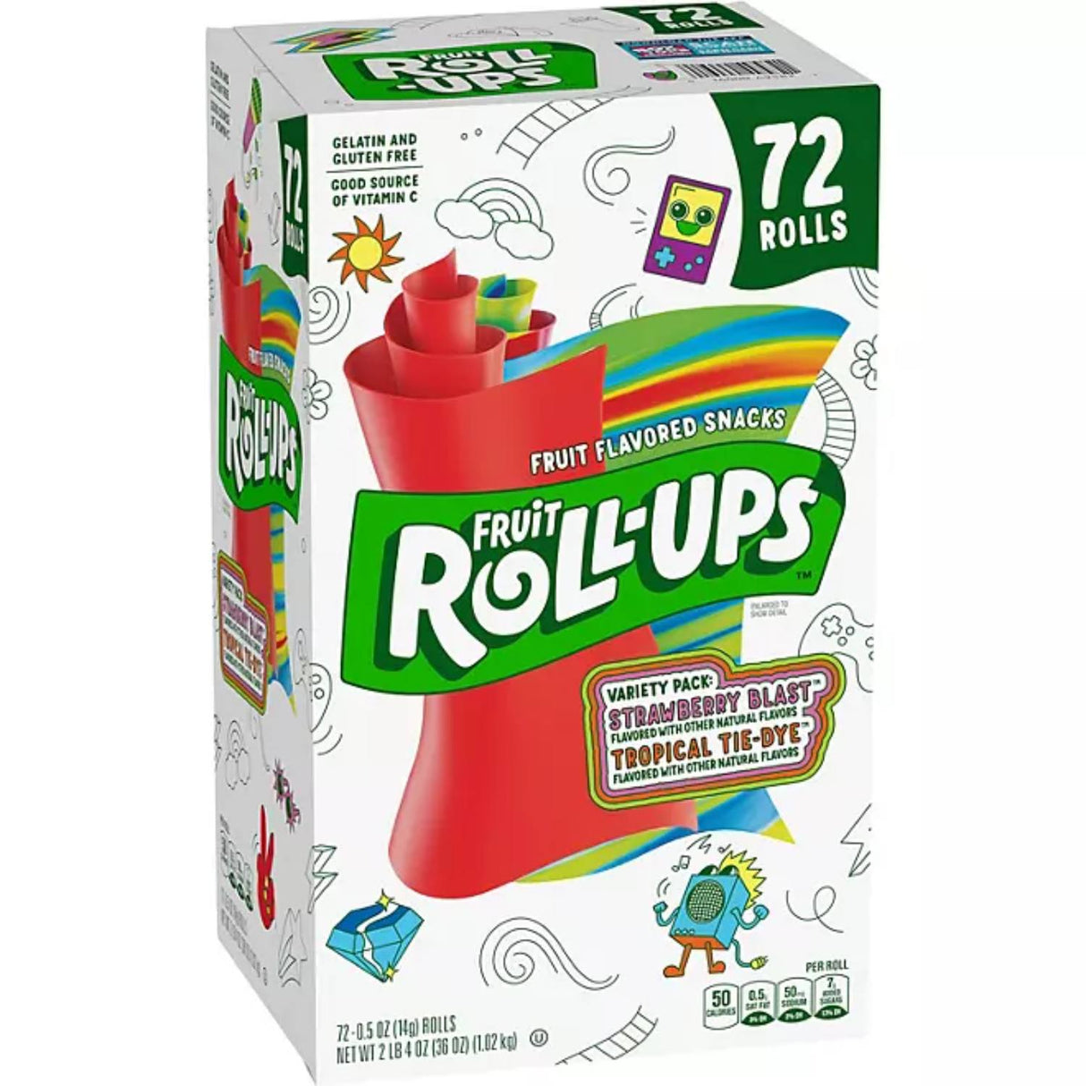 Fruit Roll-Ups, Fruit Snacks, Variety Pack - 0.5 oz - 72 ct