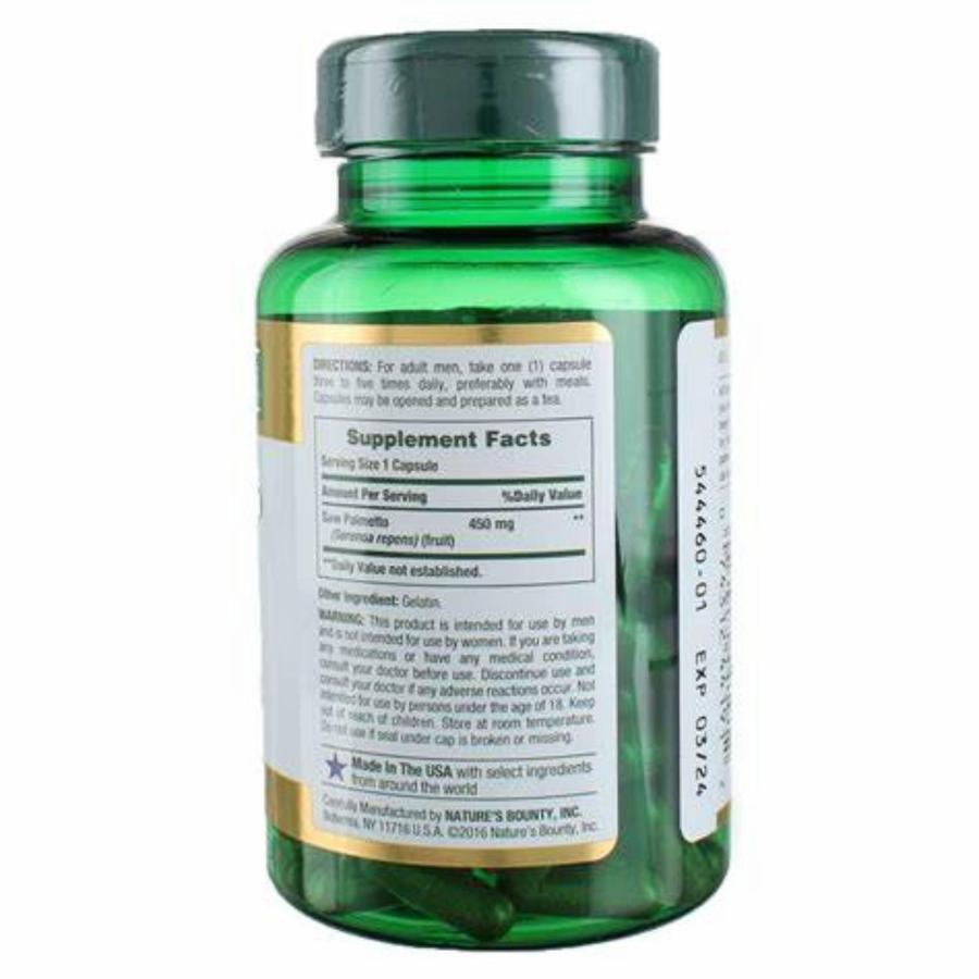 Nature's Bounty - Saw Palmetto, Herbal Health Supplement - 100 Capsules - 450 mg - 12 Pack