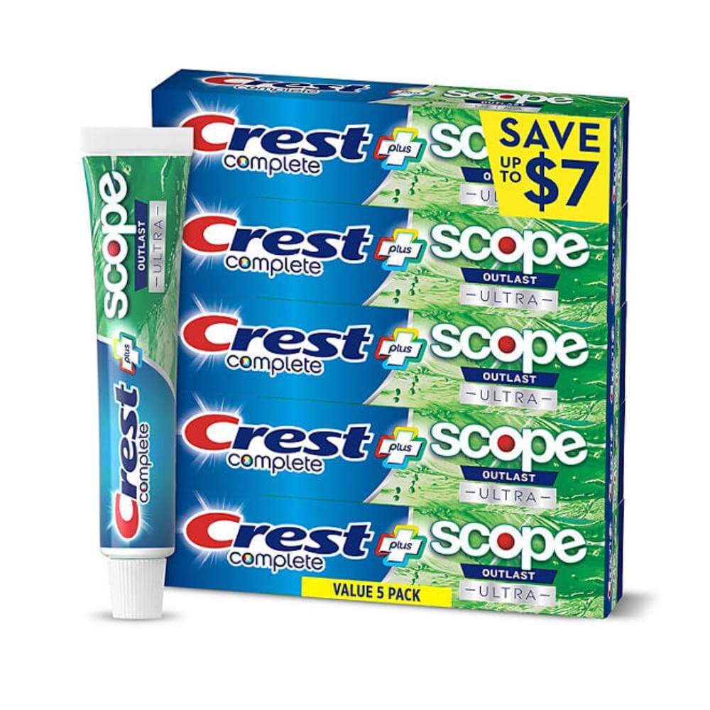 Crest Complete + Scope Outlast Ultra Toothpaste 6.3 Oz 5 Pack Contarmarket