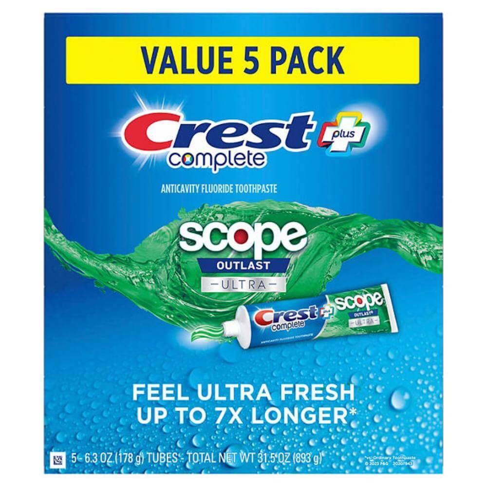 Crest Complete + Scope Outlast Ultra Toothpaste 6.3 Oz 5 Pack ...