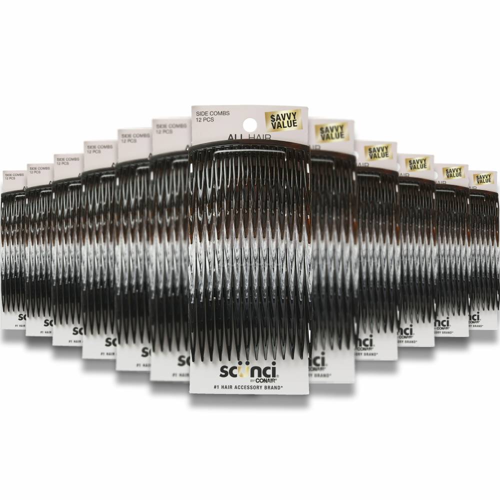 Scunci - Effortless Beauty Side Hair Combs Assorted, 12 Ct - 48 Pack