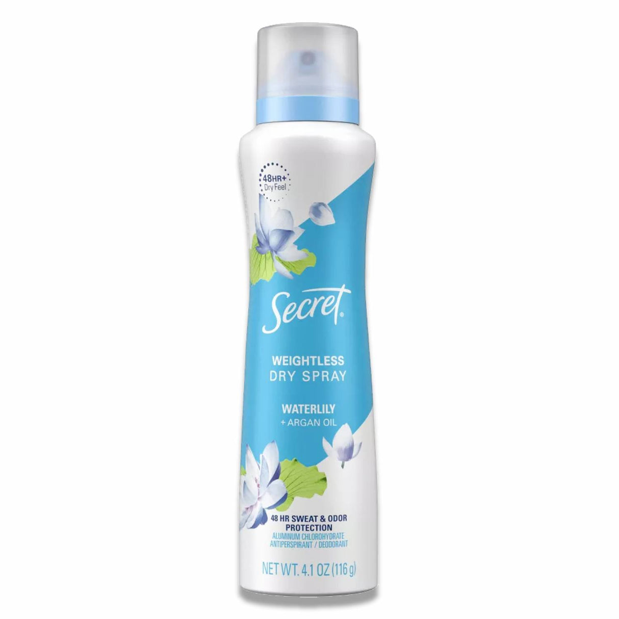 Secret - Dry Spray Antiperspirant Deodorant, Waterlily and Argan Oil - 4.1 Oz - 12 Pack