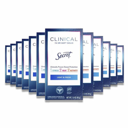 Secret - Clinical Strength Soft Solid Light & Fresh Antiperspirant & Deodorant 1.6 oz - 12 Pack