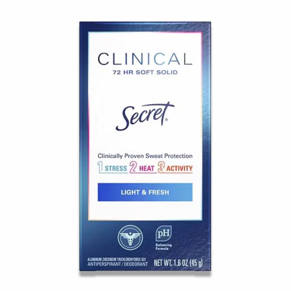 Secret - Clinical Strength, Soft Solid, Light & Fresh Antiperspirant & Deodorant -1.6 Oz - 12 Pack