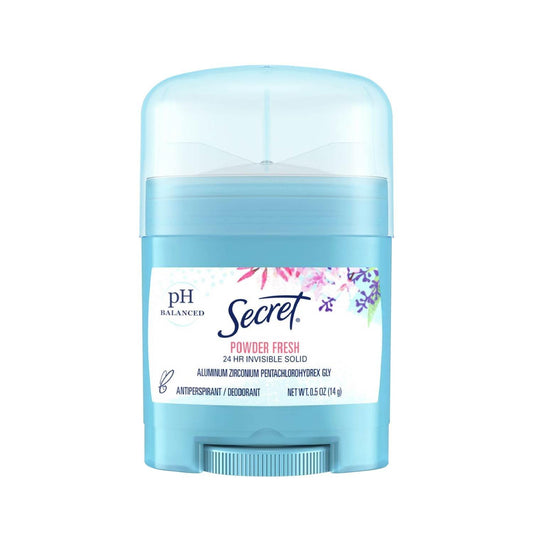 Secret Invisible Solid Anti-Perspirant & Deodorant, Powder Fresh 0.50 oz  - 24 Pack - Travel Size