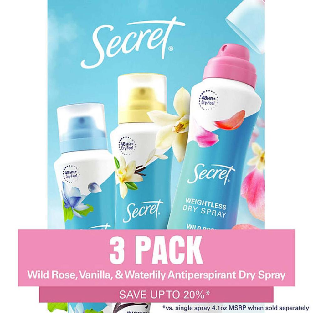 Secret Dry Spray Women's Antiperspirant - 3 Pack Contarmarket