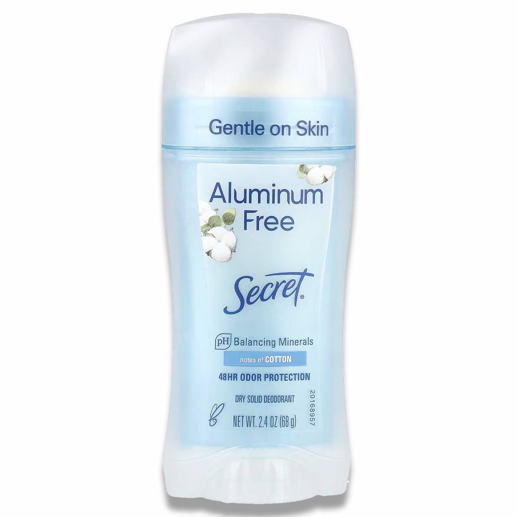 Secret - Deodorant Aluminum Free for Women, 48hr Odor Protection, Cotton Scent - 2.4 Oz - 12 Pack