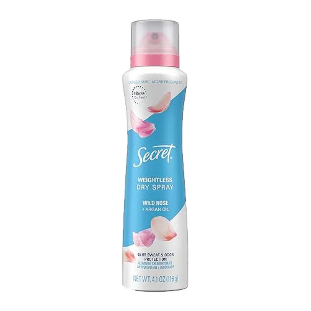 Secret - Dry Spray Antiperspirant Deodorant for Women, Wild Rose & Argan Oil Scent - 4.1 Oz - 12 Pack