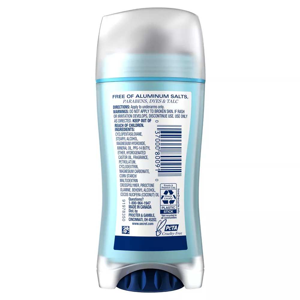 Secret - Aluminum Free Deodorant Coconut - 2.4 Oz - 12 Pack
