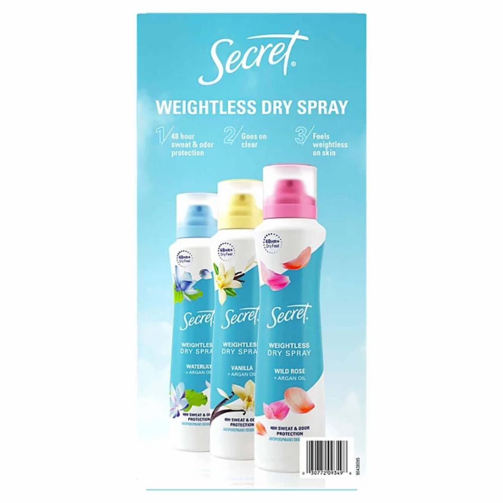 Secert Powder Spray Secret Dry Spray Women's Antiperspirant - 3 Pack – Contarmarket