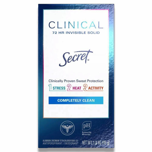 Secret  Clinical Strength Invisible Solid Completely Clean Antiperspirant & Deodorant 1.6 Oz - 12 Pack