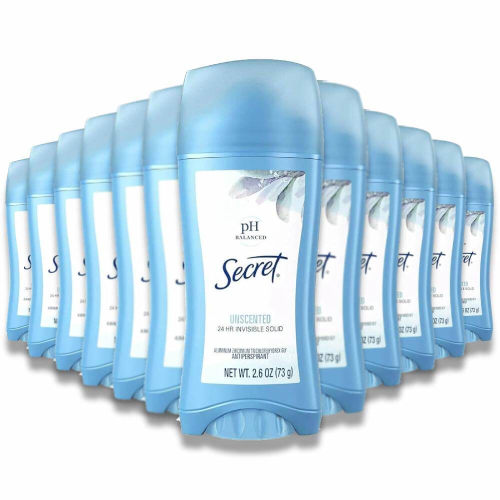 Secret Invisible Solid Antiperspirant Deodorant Unscented 2.6 Oz 12 Pack Contarmarket