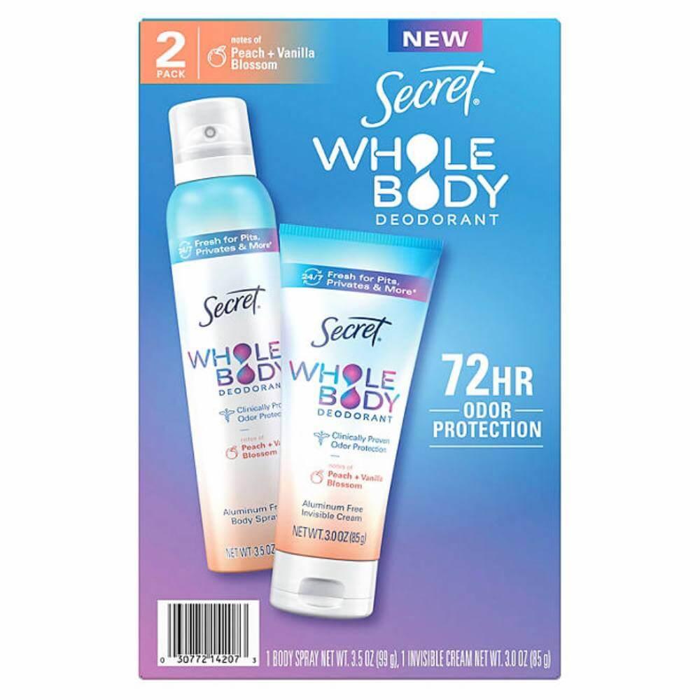 Secret Whole Body Deodorant for Women, Peach & Vanilla Blossom - 2 Pack Contarmarket