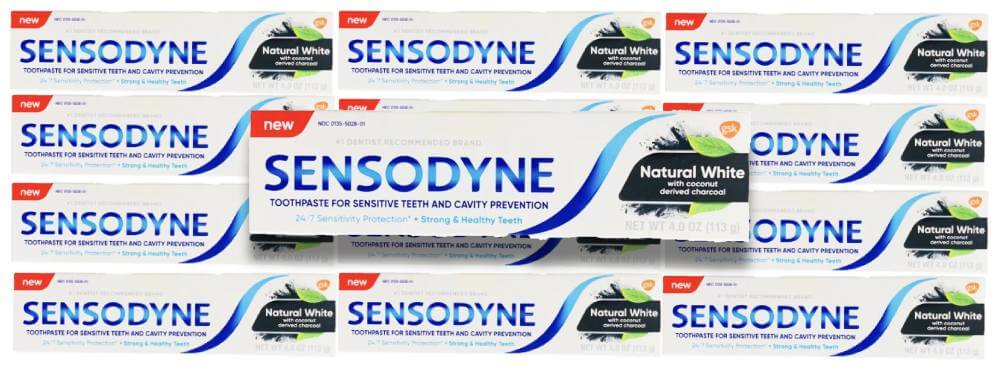 Sensodyne Natural White Toothpaste - Coconut Charcoal - 4 oz - 12 Pack Contarmarket