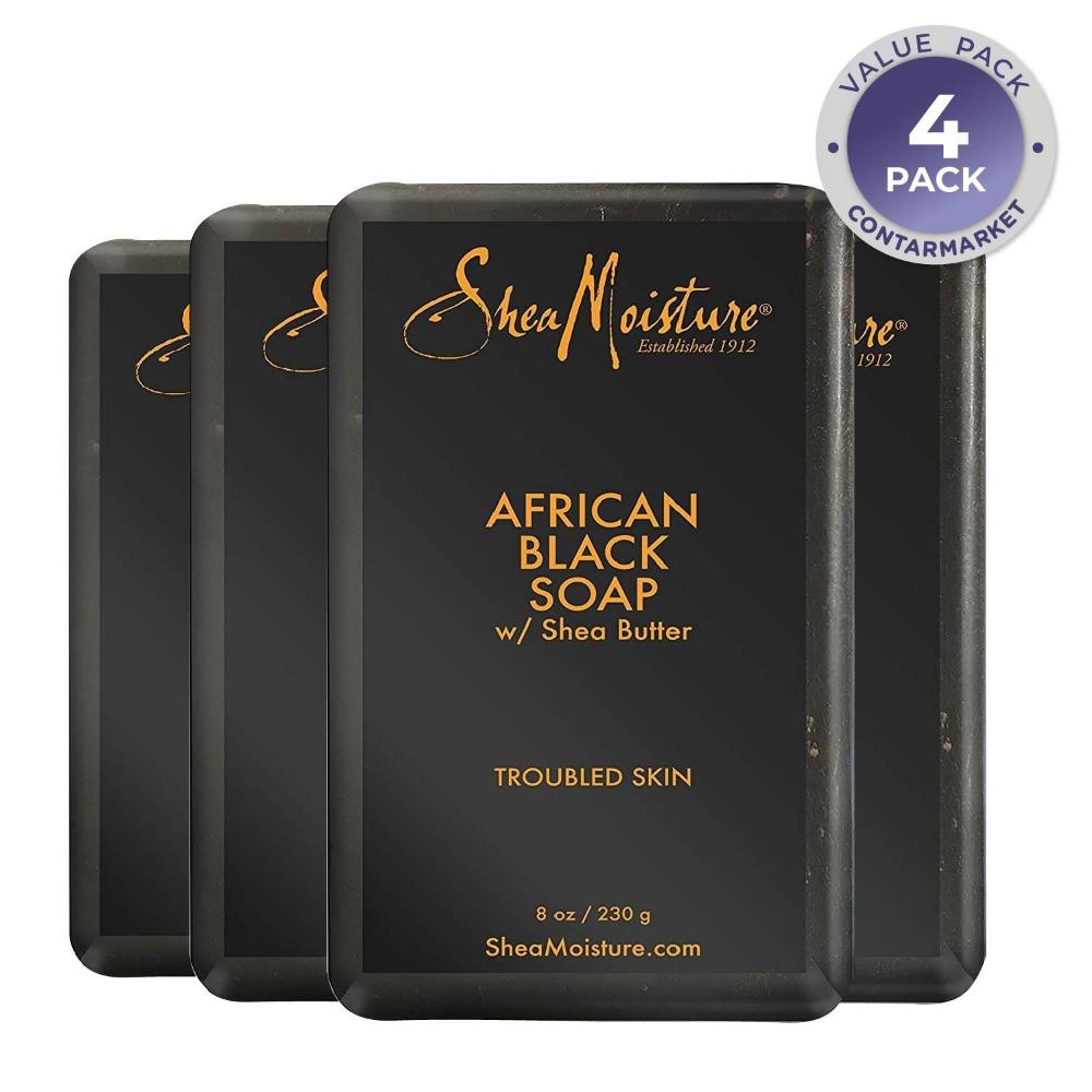 Shea Moisture African Black Soap with Shea Butter - 8 Oz - 4 Pack