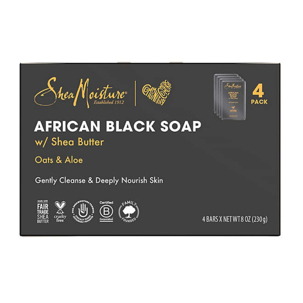 Shea Moisture African Black Soap with Shea Butter - 8 Oz - 4 Pack Contarmarket