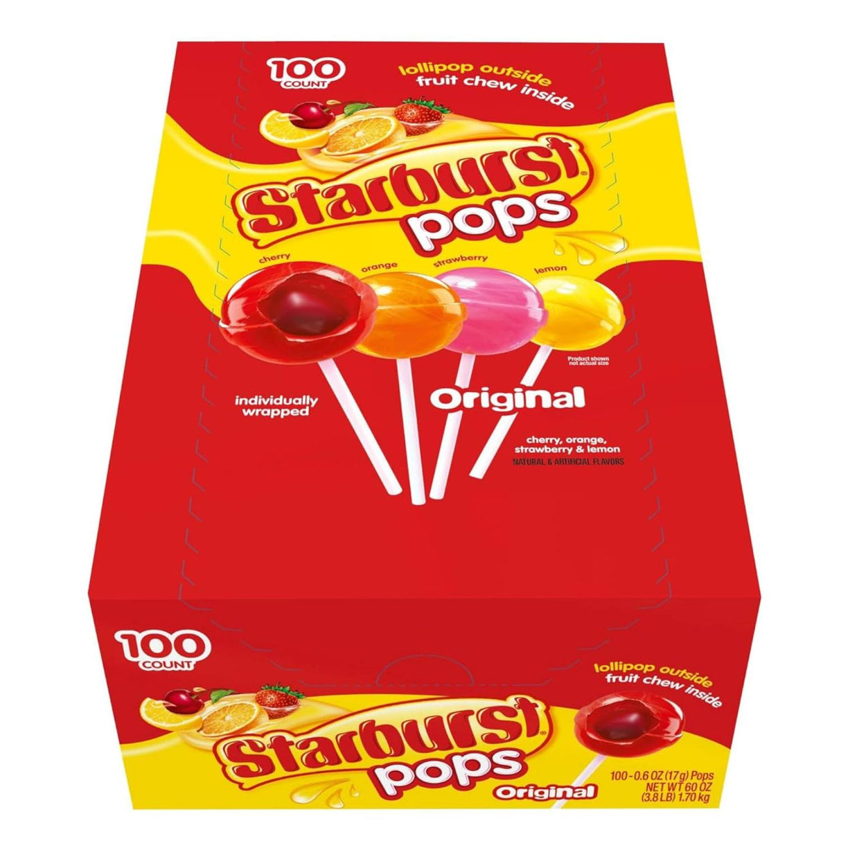 Starburst - Pops Fruit Chew Filled Lollipops Variety Pack - 100 Count Each