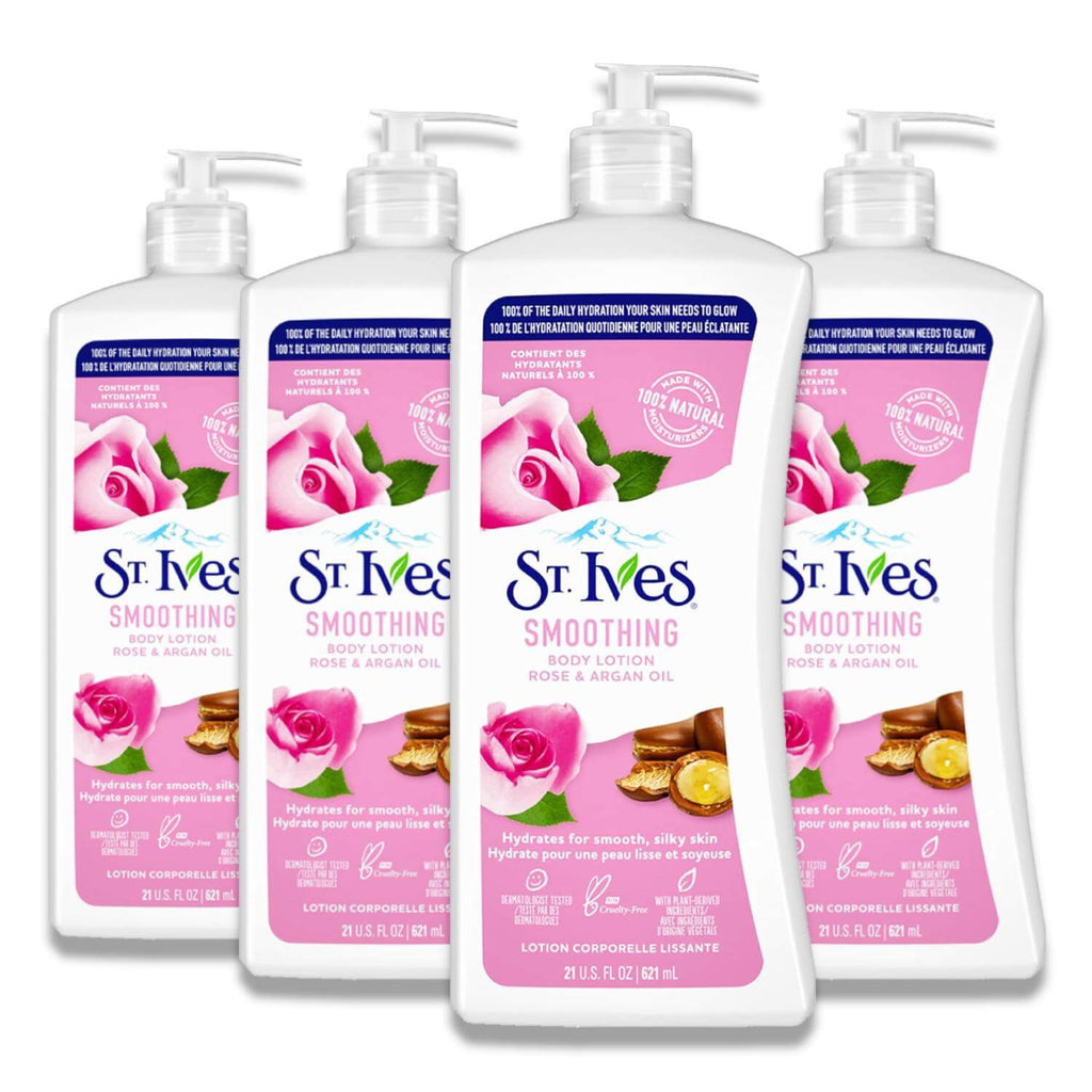 St. Ives Smoothing Body Lotion - Rose and Argan Oil, 21 Oz - 4 Pack Contarmarket