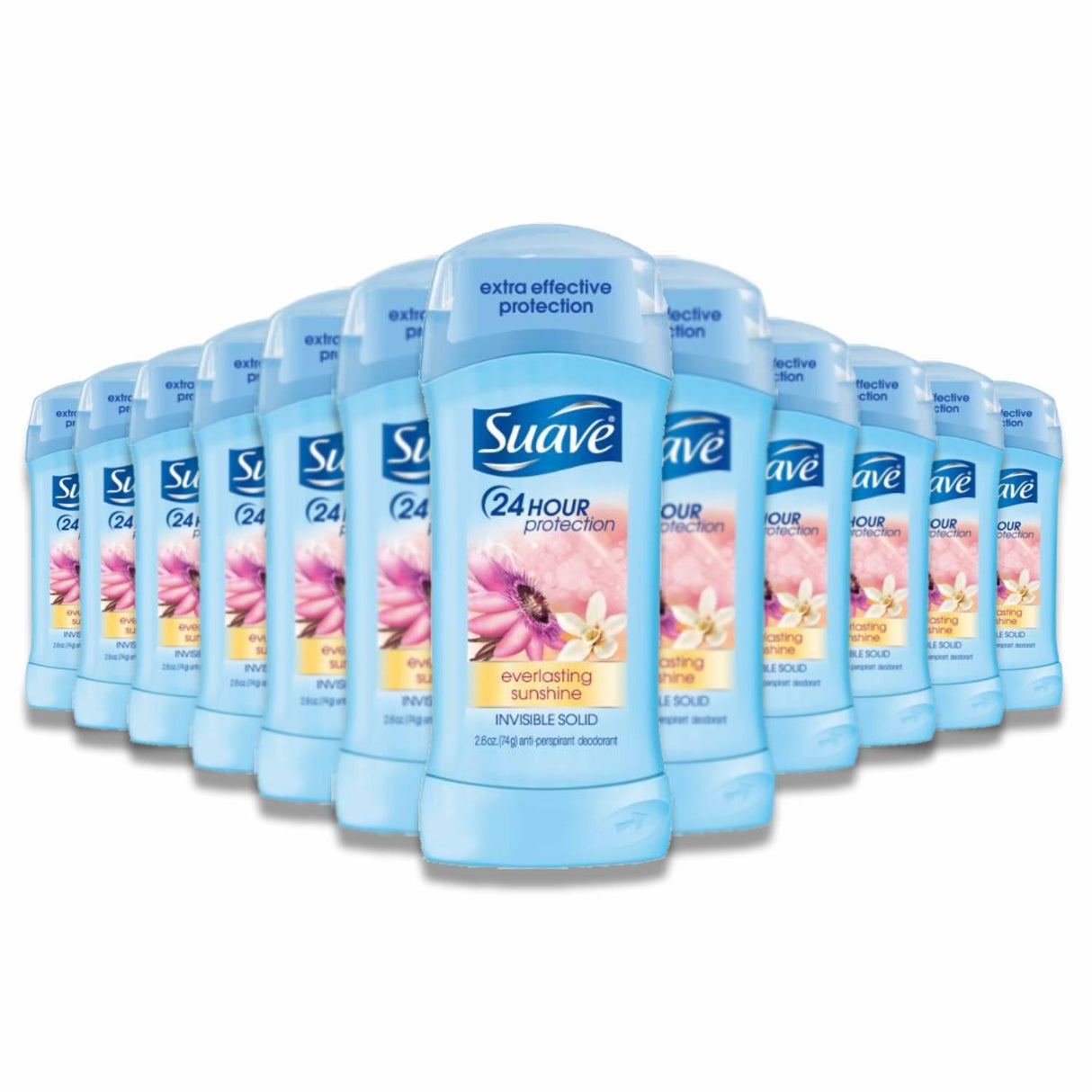 Suave - Anti-Perspirant Deodorant Invisible Solid, Everlasting Sunshine- 2.6 Oz - 12 Pack