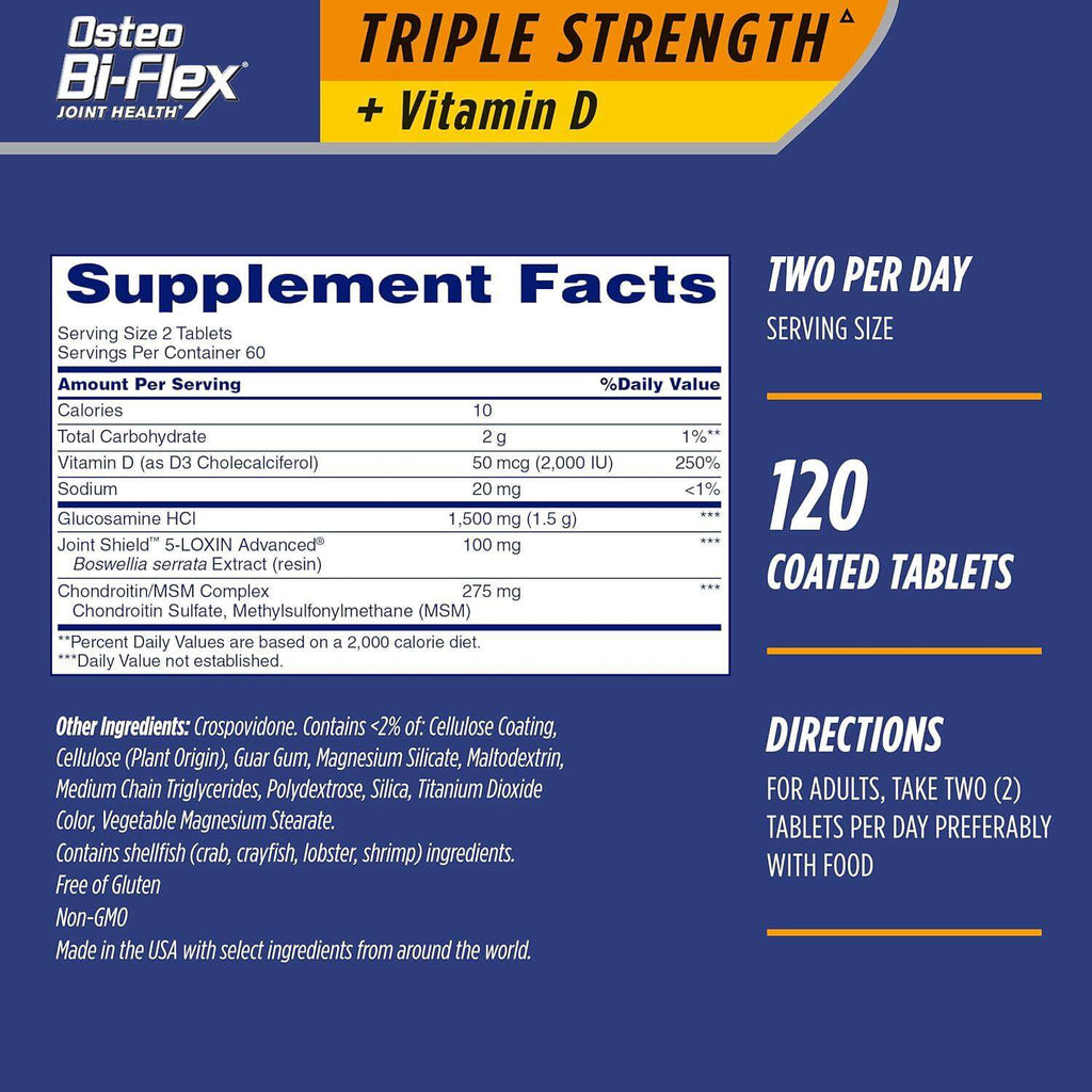 Sundown Osteo Bi-Flex Triple Strength with Vitamin D - 120 Coated Tablets Contarmarket