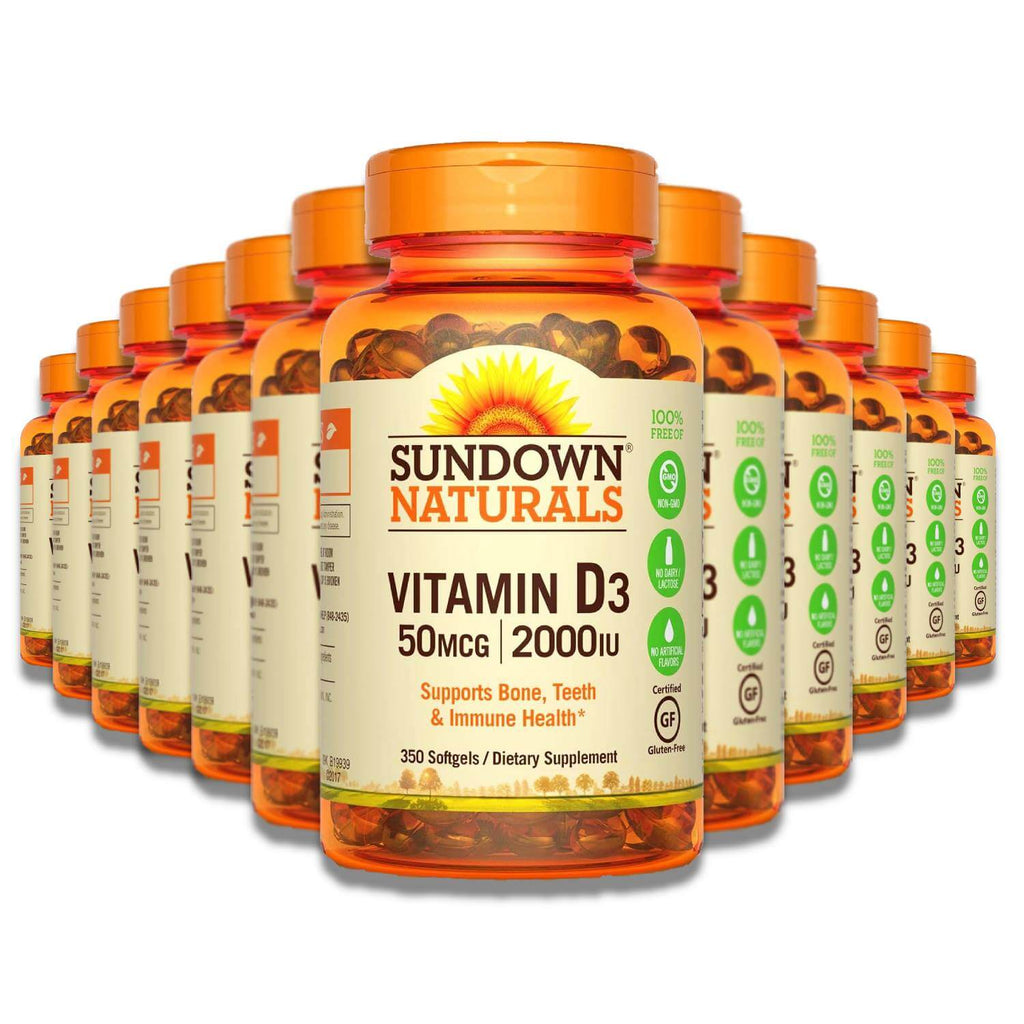 Sundown Vitamin D3 2000 IU Soft Gels - 350 Softgels - 12 Pack Contarmarket