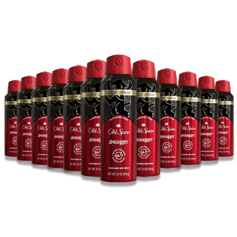 Old Spice -  Aluminum Free Body Spray for Men, Swagger - 5.1 Oz - 12 Pack