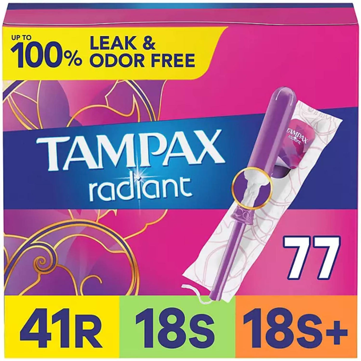 Tampax - Radiant Tampons Trio Pack, Unscented - 77 Ct