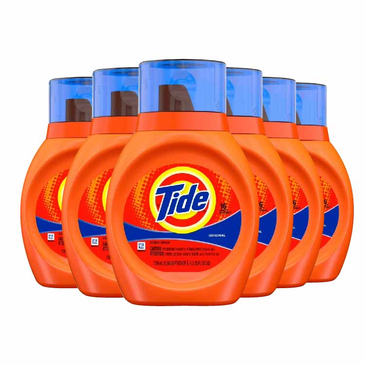Tide Liquid 2X, Original - 25 Oz/16 Loads Each - 6 Pack