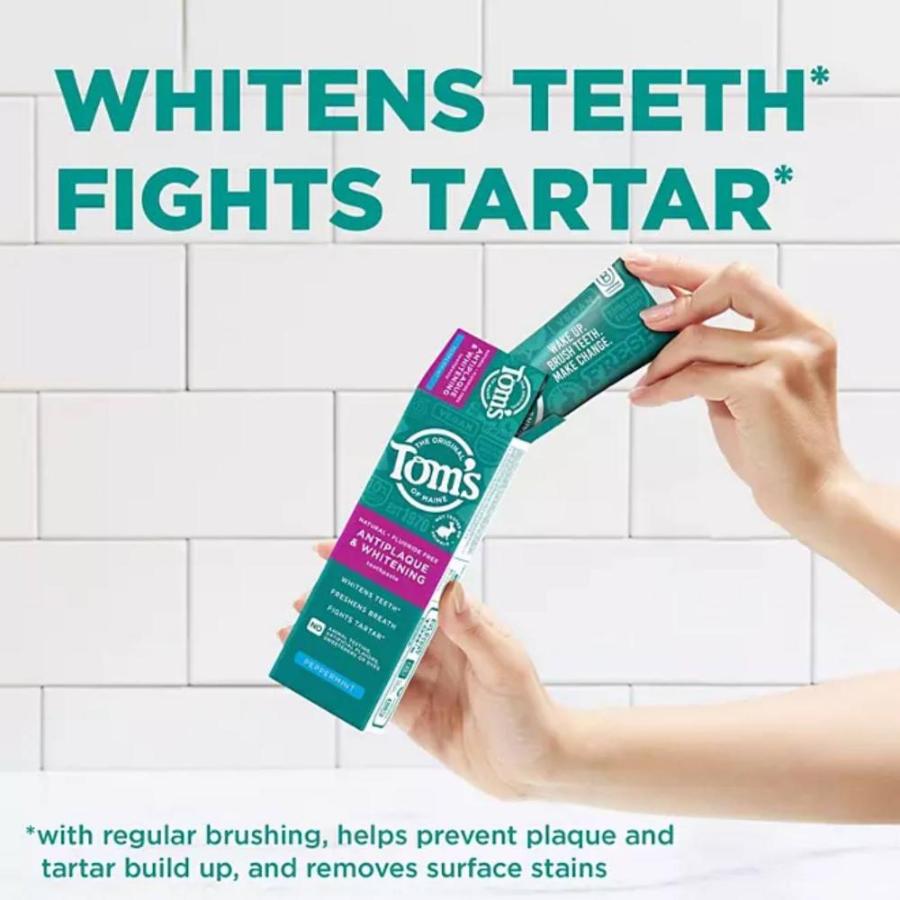 Tom's of Maine Fluoride-Free Antiplaque & Whitening Toothpaste - 4.5 Oz - 4 Pack