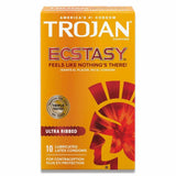 Trojan - Ultra Ribbed Ecstasy Lubricated Condoms - 10 Count -  12 Pack