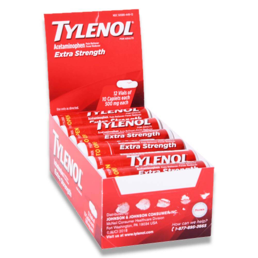 Tylenol Extra Strength Caplets - 10 Ct Each - 12 Pack Contarmarket