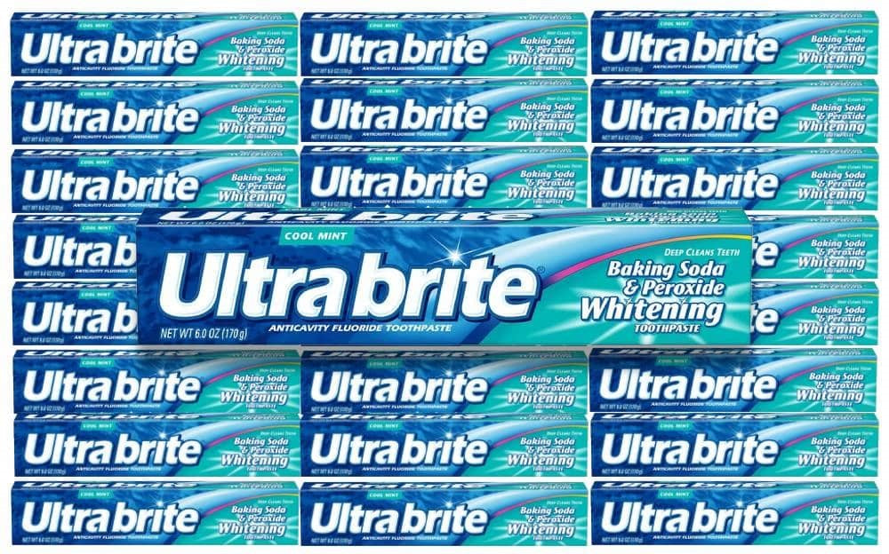 Ultra Brite - Baking Soda and Peroxide Whitening Toothpaste, Cool Mint - 6 Oz - 24 Pack