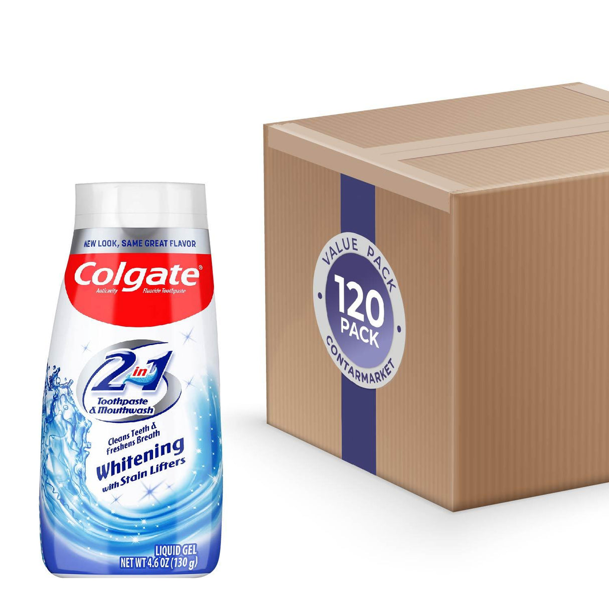 Colgate 2-in-1 Whitening Toothpaste Gel and Mouthwash W/Stain Lifters Toothpaste 4.6 Oz - 120 pack