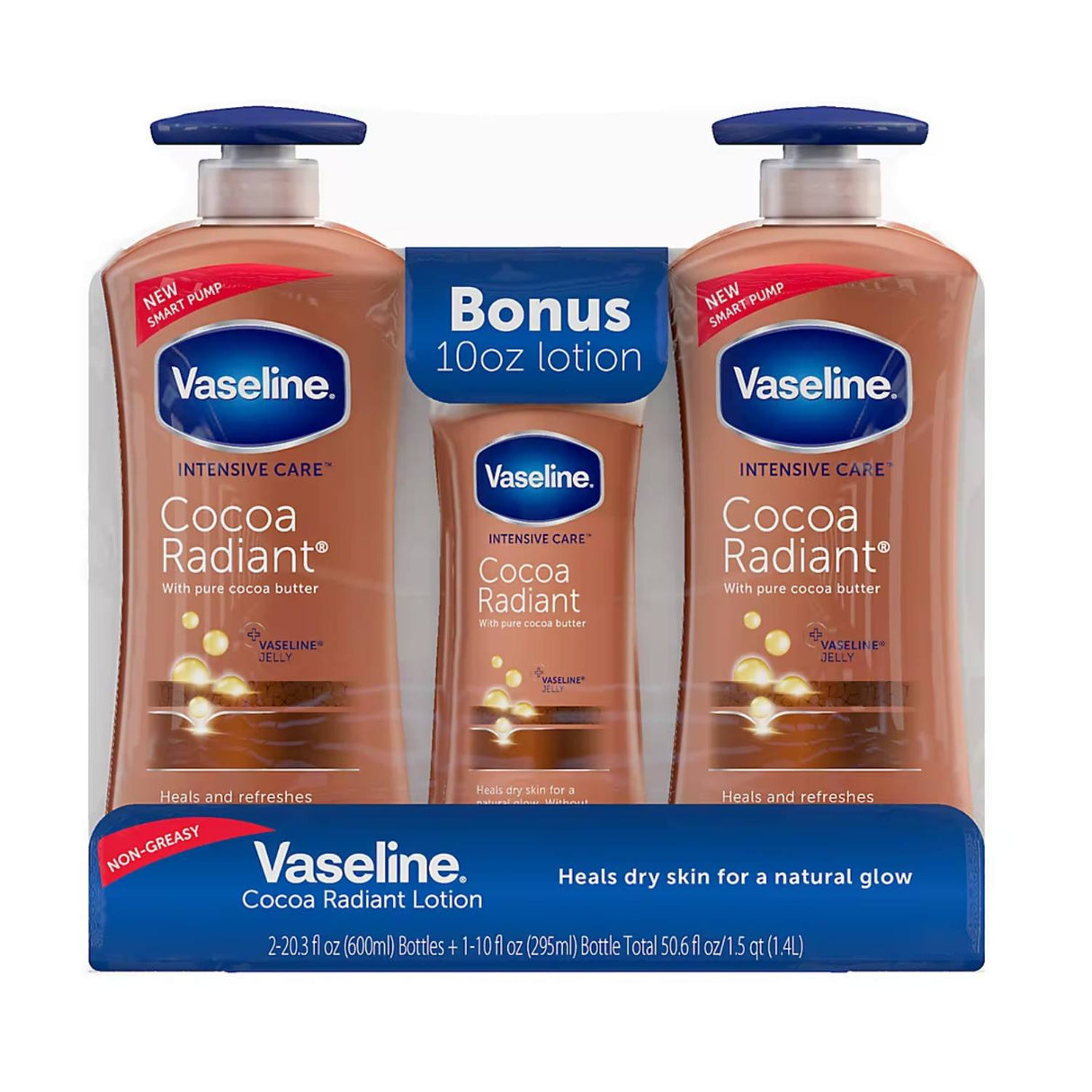 Vaseline - Intensive Repair Cocoa Radiant Body Lotion with Bonus Bottle (10 Oz) - 2 Pack - 20.3 Oz