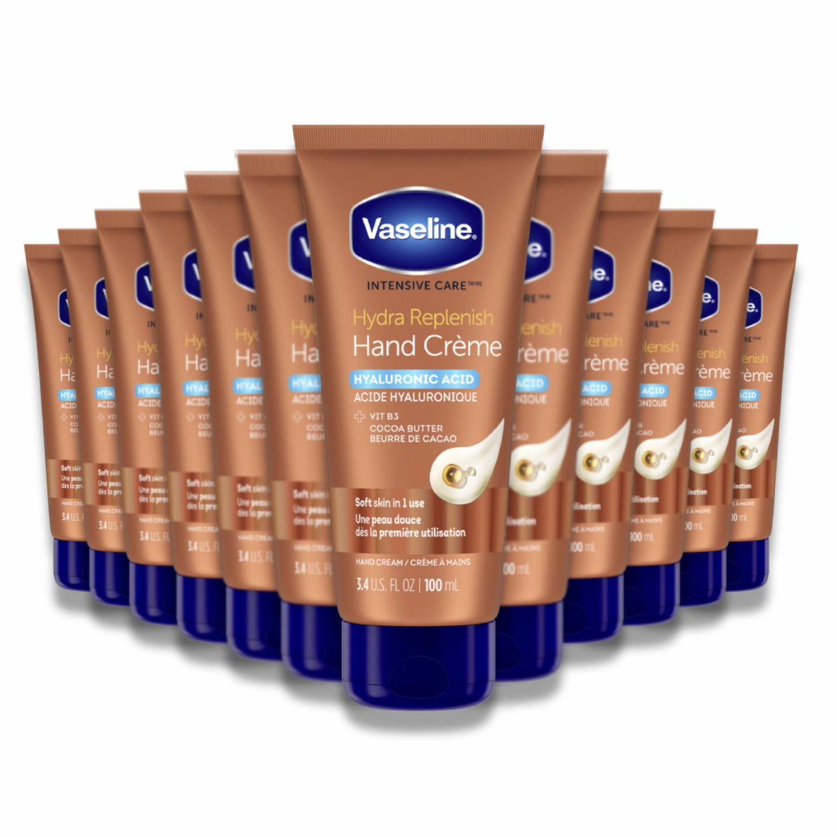 Vaseline - Intensive Care Hydra Replenish with Hyaluronic Acid and Cocoa Butter Hand Cream - 3.4 Oz - 12 Pack