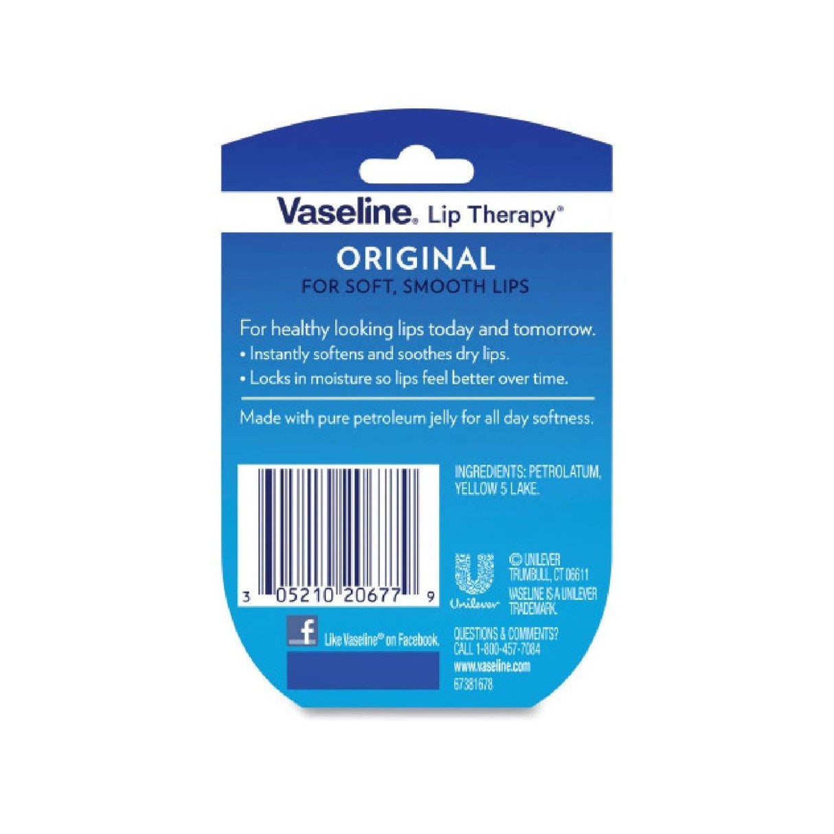 Vaseline Lip Therapy Fragrance free Original  0.25 oz -32 Pack - Travel Size