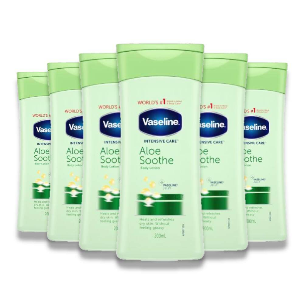 Vaseline Intensive Care Body Lotion, Aloe Soothe - 200 ml - 6 Pack Contarmarket