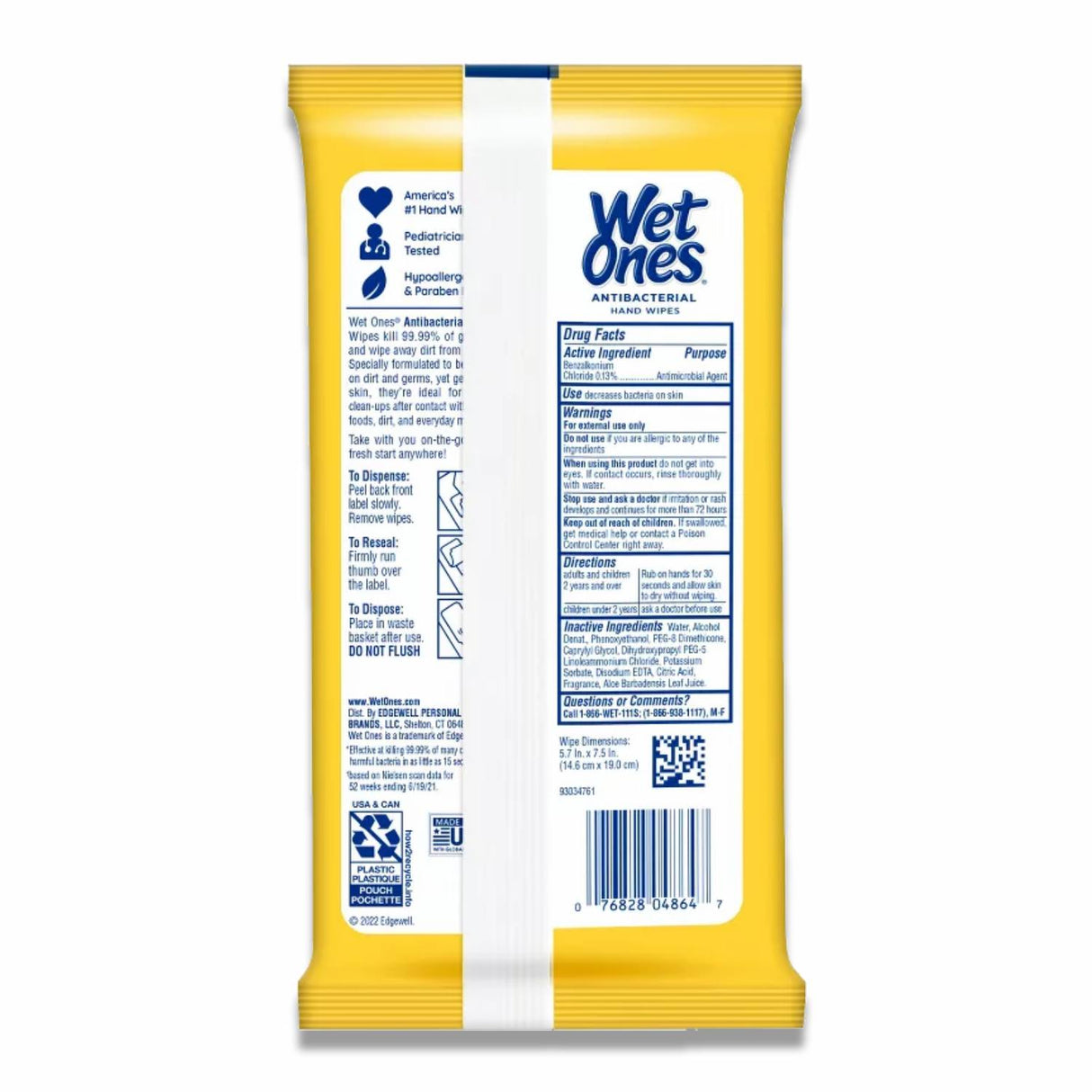 Wet Ones - Antibacterial Hand Wipes Travel Pack, Tropical Splash - 20 Ct - 10 Pack