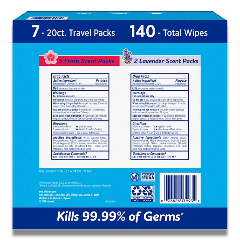 Wet Ones Antibacterial Hand Wipes - 20 Ct - 7 Pack Contarmarket