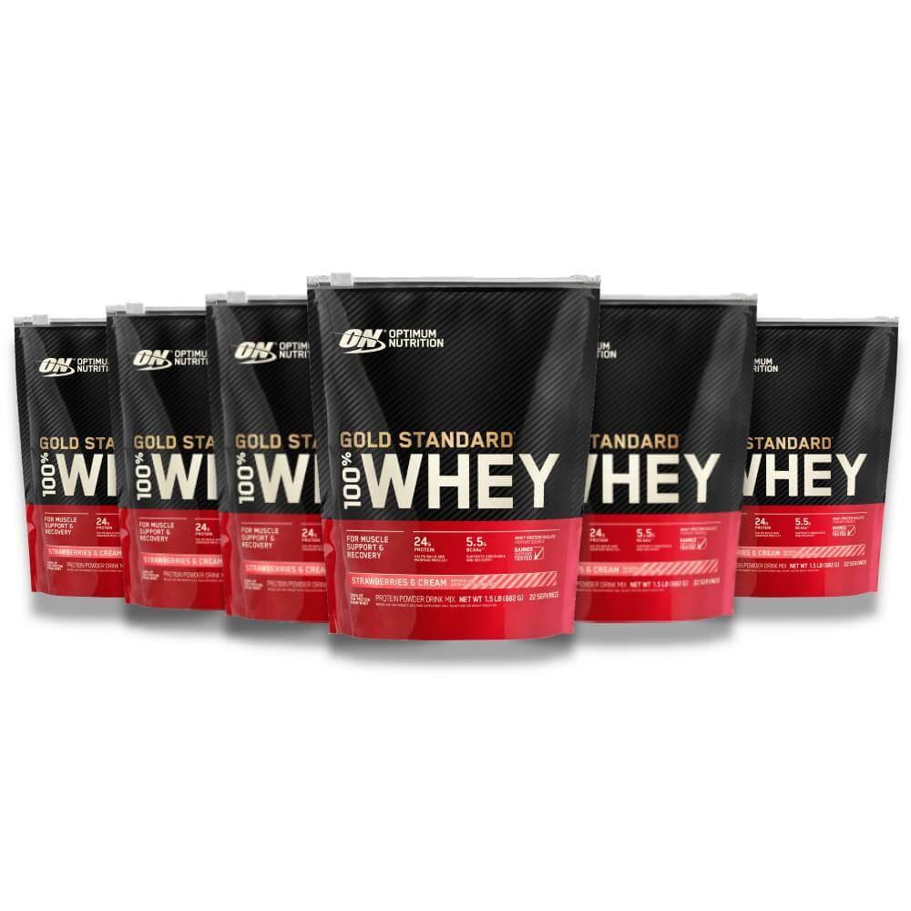 Optimum Nutrition Gold Standard Whey Protein, Strawberries & Cream - 1.5 lb - 6 Pack Contarmarket