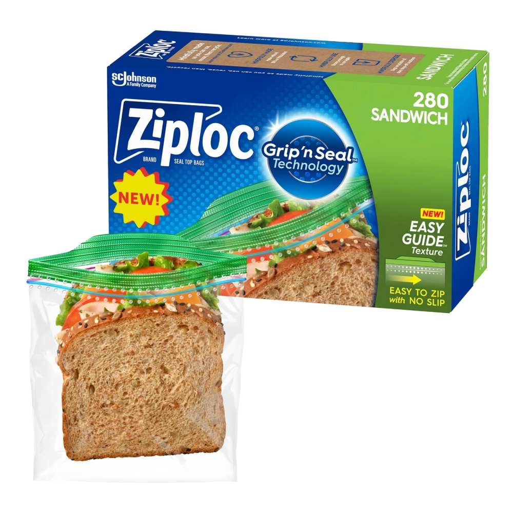 Ziploc - Mega Sandwich Bags with New Grip 'n Seal Technology - 280 Ct - 9 Pack