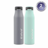 ZULU Stainless Insulated Water Bottle, 2 Pack (Yuca/Grey) - 26 Oz