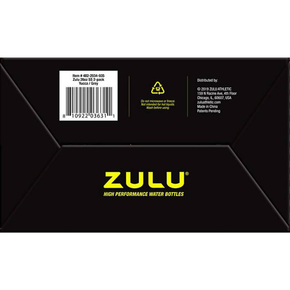 Zulu 26 oz. Stainless Insulated Water Bottle, 2 Pack