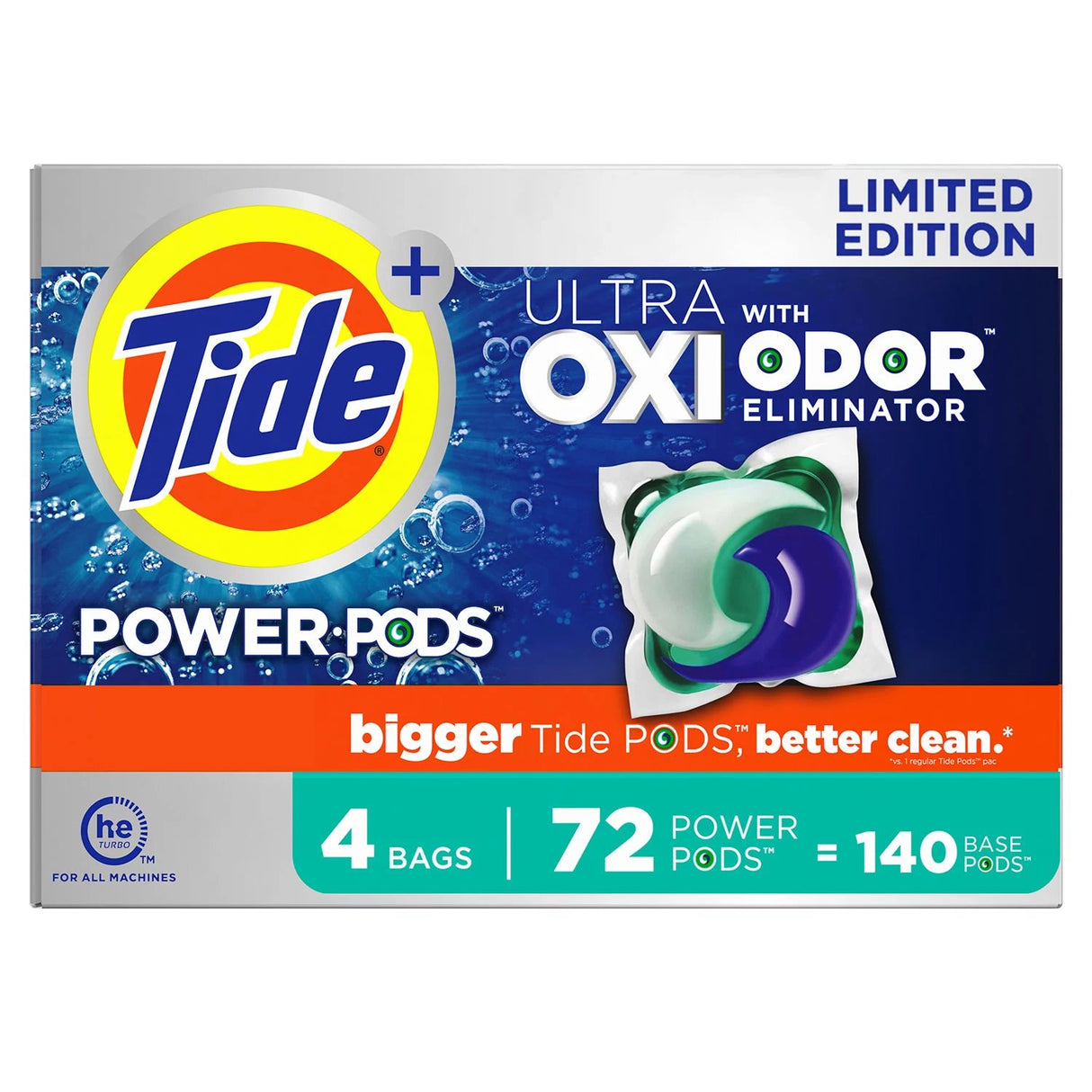 Tide Power PODS + Ultra OXI with Odor Eliminators Laundry Detergent Pacs (72 ct.)