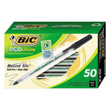 BIC Ecolutions Round Stic Ballpoint Pen, 1mm, Medium, Black Ink, 50ct